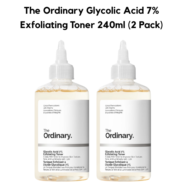The Ordinary Glycolic Acid 7% Exfoliating Toner 240ml (Two Pack)